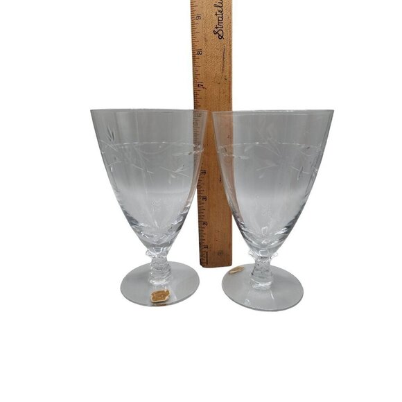 Fostoria Iced Tea Glass 1950s Etched Crystal Drinkware 6" Vintage Glassware - Picture 2 of 9